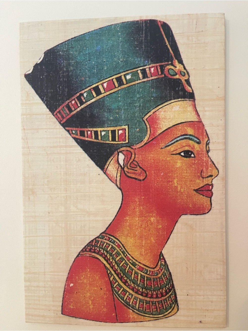 Egyptian Queen Nefertiti Wall Art Print in Teal and Gold
